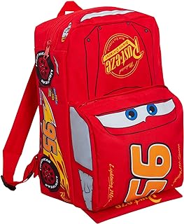 Kids Cars Backpack Official Lightning McQueen 'Piston Cup Champion' 3D Effect Car Children's School Nursery Lunch Bag Large Rucksack Red 95 Carry On