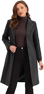 Women's Single Breasted Notched Lapel Outwear Winter Long Coat