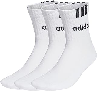 Unisex 3-stripes Linear Half-crew Cushioned Socks 3 Pairs Socks