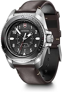 Journey 1884 Watch with Black Dial and Brown Leather Strap Set with Pouch, Black, 43 mm