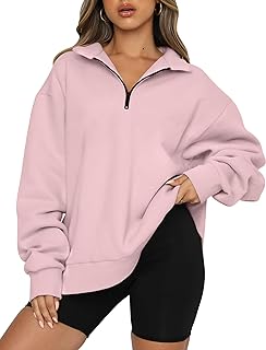 Womens Warm Basic Sweatshirt with Pockets Lapel Half Zip Up Casual Pullover Tops for Leggings S-XL