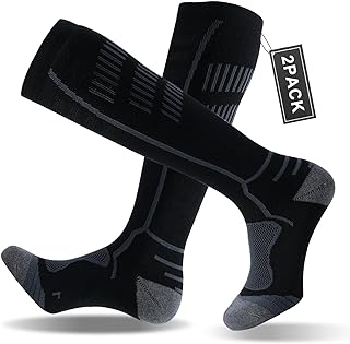 Merino Wool Ski Socks Skiing,Skating,Hiking,Climbing,Snowboarding Designed for Winter Sport 2-Pair for Men Women