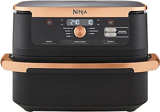 Ninja Foodi FlexDrawer Air Fryer, Dual Zone with Removable Divider, Large 10.4L Drawer, 7-in-1, Air-Fryer, Air Fry, Roast, Bake, Crisp, Non-Stick Dishwasher Safe Parts, Black and Copper, AF500UKCP