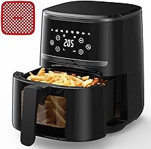Aptliton Air Fryer, Oil-Free Touch Screen 4.5L Air Fryer with Low Noise, Silicone Liner and Rapid Air Circulation - Dishwasher Safe Parts, Timer & Temperature Control
