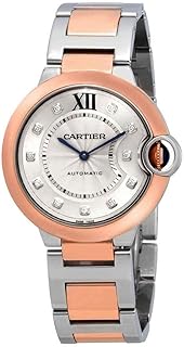 Cartier Ballon Bleu Automatic Diamond Dial Ladies Steel and 18kt Rose Gold Watch W3BB0013