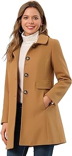 Women's Vintage Lapel Collared Overcoat Single Breasted Mid-Long Winter Coat