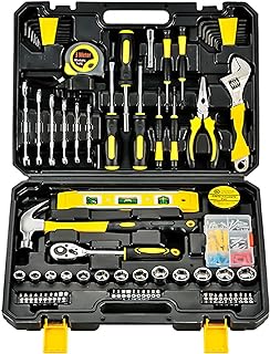 108 Piece Tool Set General House Hold Hand Tool Kit with Plastic Toolbox Storage Case Used to Car Repair and Home Repair