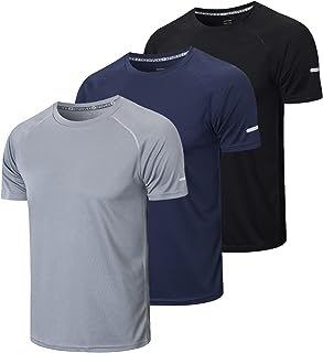 3 Pack Mens T-Shirts Dry-Fit Short Sleeve T-Shirts Moisture Wicking Active Athletic Running Tops Men Work Shirts