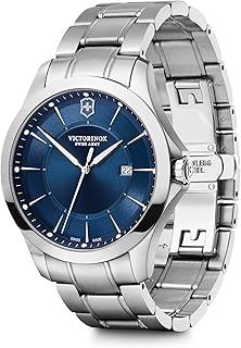 Alliance Ø 40, Blue dial, Silver Stainless Steel case, Strap Silver Stainless Steel + Swiss Army Knife for Men 241910.1