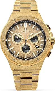 Le Monarque Frosted Men's Watch Chronograph 42 mm Swiss Quartz Movement Stainless Steel Bracelet Gold/Silver Dial Fumé