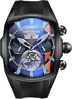 Mengxiang Luxury Watches for Men, Mechanical Quartz Watch, Black/Blue, Personalized large dial