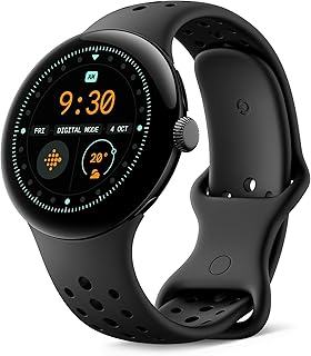 Google Pixel Watch 3 (45 mm) – Android smartwatch with heart rate tracking, advanced running from Fitbit, fitness insights, 24-hour battery – Matte Black Aluminium Case – Obsidian band – LTE