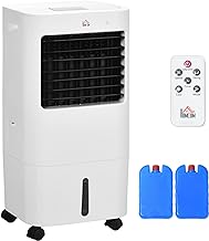 HOMCOM Portable Air Cooler, 3-in-1 Evaporative Mobile Cooling Fan Humidifier Air Conditioner with 15L Water Tank, Oscillation, 3 Speeds, 3 Modes, Remote Control, 8H Timer, for Home Office