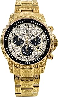 Palais Royale - Diameter 43 mm - Men's Watch - Waterproof - Watch with Sapphire Glass - Gold Silver - Dial Arabic Numbers - Swiss Quartz Movement, Gold Diamonds, Bracelet