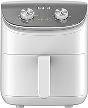 Instant Compact Small Air Fryer with Single Drawer, Healthy Oil Free Meals, Adjustable Temperature, Countdown Timer, Non-Stick Dishwasher Safe Basket, White - 3.8L - 1500W