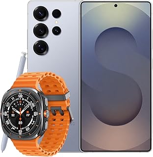 Samsung Galaxy S25 Ultra AI Smartphone, 12GB Memory, 512GB Storage, S Pen Included, Titanium Silverblue and Galaxy Watch Ultra Orange, 47mm, LTE (UK Version)
