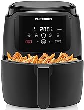 Chefman Digital Air Fryer, Large 4.75 Litre Family Size, 1300W, One Touch Digital Control Presets, French Fries, Chicken, Meat, Fish, Nonstick Dishwasher-Safe Parts, Automatic Shutoff, Black