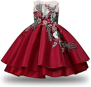 n/a Dress for Girls Embroidery Girl Dress for Wedding Party Formal Girls Clothes Dress (Color : White, Size : 4T)