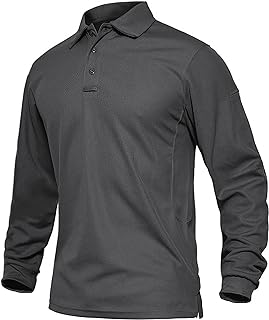 Men's Polo Shirts Long Sleeve Lightweight Golf Top Quick Dry Breathable Military Tactical Work Shirts Outdoor Performance Polo