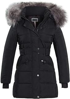 Womens Longline Puffer Parka Faux Fur Coat