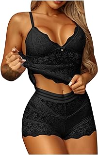 UK Stock Sale Womens Bow Lace Solid Color Sexy Sling Pajama Set Sexy Lingerie Set Babydoll Sleepwear Nightwear Set Ladies Comfort Cotton Everyday Bra Gift for her Girls