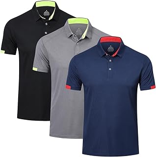 3Pack Men's Breathable Golf Polo Shirt Workout Polo Shirts Short Sleeve Sports Gym Tee Top Quick-Dry Polo Shirt