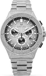 Le Monarque Frosted Men's Watch Chronograph 42 mm Swiss Quartz Movement Stainless Steel Bracelet Silver Dial Silver Fumé 1212, silver, Bracelet
