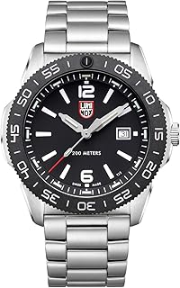 Pacific Diver XS.3122 Mens Watch 44mm - Dive Watch in Silver/Black Date Function 200m Water Resistant Sapphire Glass