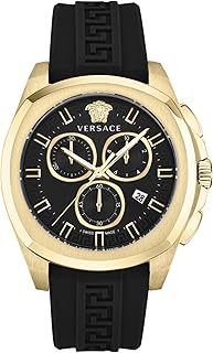Men's Chronograph Watch Geo Black Gold 43 mm VE7CA0423, black, Strap.