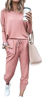 Women's 2 Piece Long Sleeve Tracksuit Loungewear Set Plus Size Crew Neck Sweatshirt and Drawstring Baggy Jogger Pant