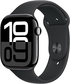 Apple Watch Series 10 GPS + Cellular 46 mm Smartwatch with Jet Black Aluminium Case with Black Sport Band - M/L. Fitness Tracker, ECG App, Always-On Retina Display, Water Resistant