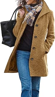 Women's Casual Thicken Wool Blend Stand Collar Single Breasted Pea Coat