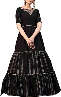 Black Stylish latest Eid Festival Silk Stitched Sequin Zari Girls Gown Party Dress Long Muslim Anarkali 5433