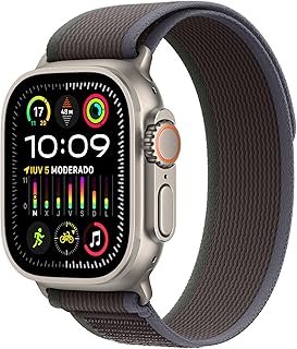 Apple Watch Ultra 2 [GPS + Cellular, 49mm] Titanium Case with blue/black Trail Loop - M/L (Renewed)