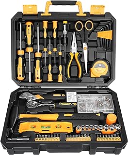 138 Piece Home Tool Kit, Universal Repair Tool Set with Plastic Tool Box Storage Case
