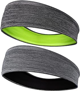 2-Pack Headbands for Men Women, Sweat Wicking Headbands for Sports Fitness Yoga Running Elastic Non Slip, Unisex