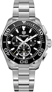 Men's Aquaracer 43mm Steel Bracelet & Case Quartz Black Dial Analog Watch CAY111A.BA0927
