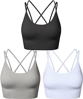Strappy Sports Bras for Women Crisscross Back Yoga Workout Bras with Removable Pads