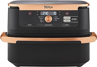 Ninja Foodi FlexDrawer Air Fryer, Dual Zone with Removable Divider, Large 10.4L Drawer, 7-in-1, Air-Fryer, Air Fry, Roast, Bake, Crisp, Non-Stick Dishwasher Safe Parts, Black and Copper, AF500UKCP