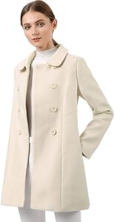 Women's Peter Pan Collar Double Breasted Winter Long Trench Pea Coat